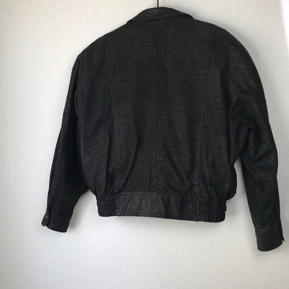 Wilsons Leather - VINTAGE Black Cheetah Print Bomber Jacket - Picture 7 of 14